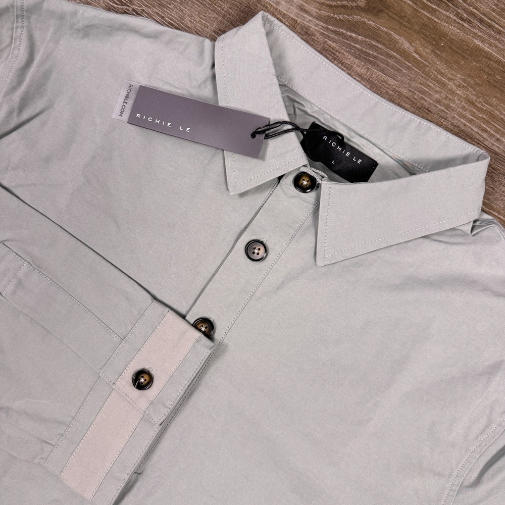 NWT Richie Le Anorak Cargo Shirt Stone Large Utility Dress Casual Unique